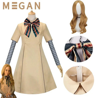 M3gan Cosplay 服裝連衣裙兒童女孩連衣裙恐怖電影 AI 娃娃機器人連衣裙上衣襪子領結假髮成人女性電影角色扮演