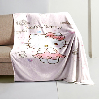 Hello Kitty 圖案印花毛毯兒童和成人柔軟超細纖維法蘭絨抓絨毛毯