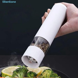ANTIONE 胡椒研磨機,電池供電的陶瓷研磨芯電動胡椒和鹽磨機,燒烤工具 ABS 可調節粗度可見瓶體香料研磨機餐桌