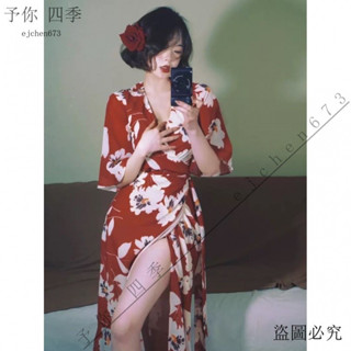 TW出貨 新品√ 【1667人收藏】大碼女裝一片式碎花連衣裙女夏季純慾氣質收腰長裙子顯瘦遮肉微胖