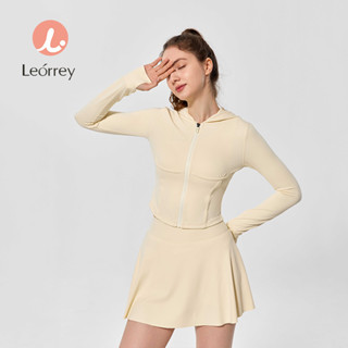 Leorrey-連帽瑜伽長袖夾剋跑步健身自行車運動修身