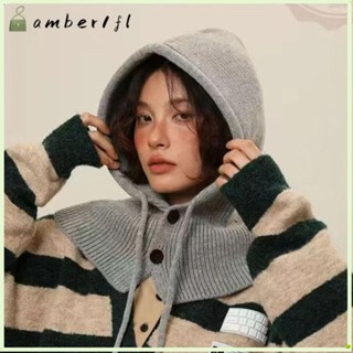 AMBER1女式針織套頭衫帽子,棉暖和棉質套頭衫帽子,時尚巴拉克拉瓦帽子和圍巾套裝戶外防風帽冬季
