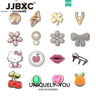 JJBXC 洞洞鞋 鞋釦 金屬鞋花 鞋配飾 金屬hello kitty 寶石 DIY時尚鞋附件