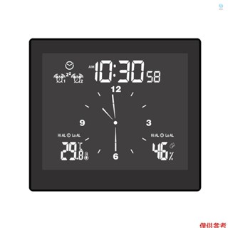 Tolotw 數字時鐘溫濕度顯示防水掛鐘室內溫度計帶液晶屏上/下限鬧鐘倒計時鬧鐘功能適用於家庭 B