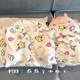 皮卡丘畫素卡通睡衣女夏季2024新款短袖短褲寬鬆薄款高顏值居家服 UYYM