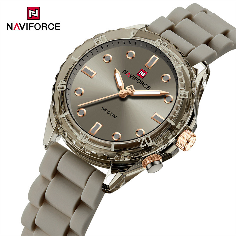 NAVIFORCE NF7115 女士手錶石英 50M 防水女士時鐘休閒奢華休閒矽膠錶帶女腕錶