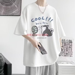 M-8XL臺灣齣貨 韓版慵懶風寬鬆上衣男 大尺碼短袖T恤 休閒圓領五分袖衣服 oversize 男生落肩上衣加大尺碼