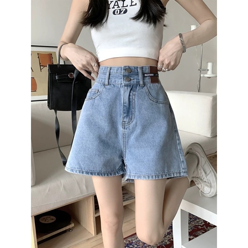 【HOT 本舖】 高腰牛仔短褲女夏季薄款2025新款寬鬆顯瘦小個子a字闊腿熱褲