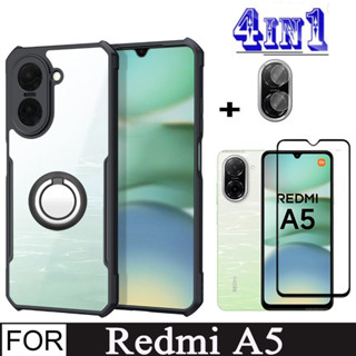 Redmi A5 防震手機殼適用於 Redmi A4 A3 13C 14C 4 合 1 相機鏡頭玻璃螢幕保護膜 + 手機