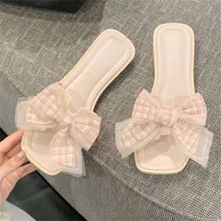 【新品熱賣】韓版ins百搭新款仙女風網紗格子沙灘鞋女夏季戶外防滑休閒涼拖鞋