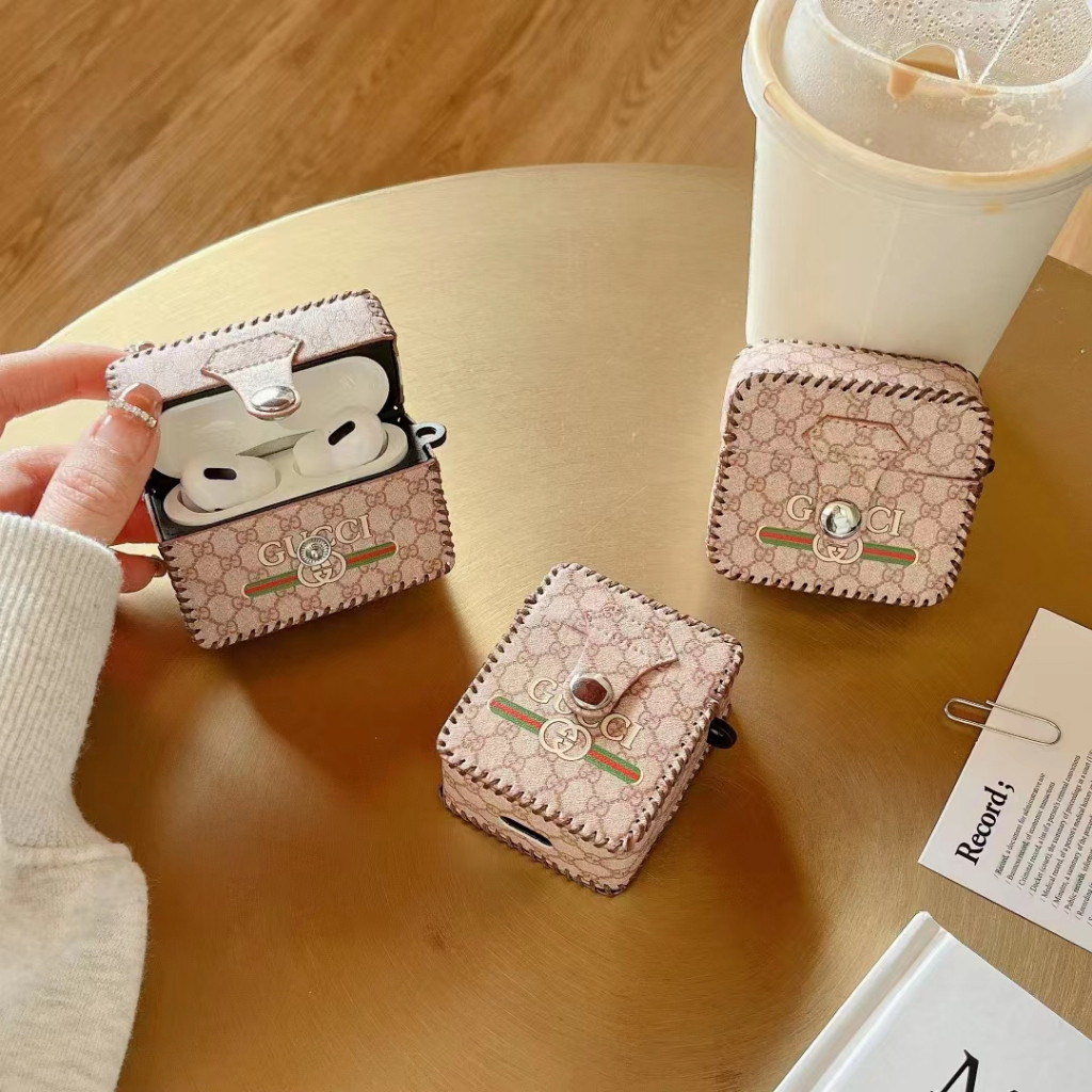 免運☀古馳 Airpods 1/2/3代保護套 Gucci 皮套耳機殼 蘋果藍芽耳機Airpods Pro 防摔 保護套