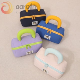 AARO棉花糖枕頭收納袋,大容量分割槽儲存手提化妝包,便攜的防濺水雙拉鍊化妝品收納袋旅行