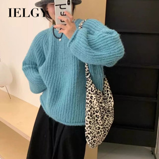 IELGY 韓版圓領套頭毛衣女慵懶風寬鬆針織上衣
