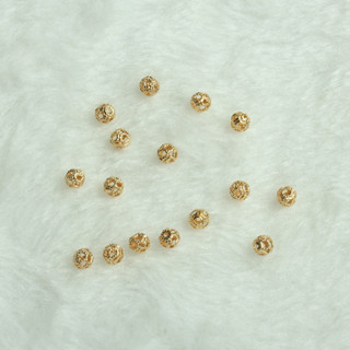 宏雲Hongyun-tl- (50pcs/份)- 14K包金4mm鏤空花球 diy手工飾品配件 自製手鍊圓珠項鍊串珠材料