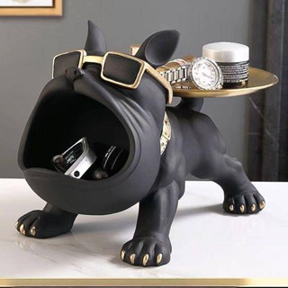 🚀臺灣出貨🚀玄関鑰匙收納法鬥犬客廳輕奢鞋櫃桌面收納擺件喬遷裝飾品