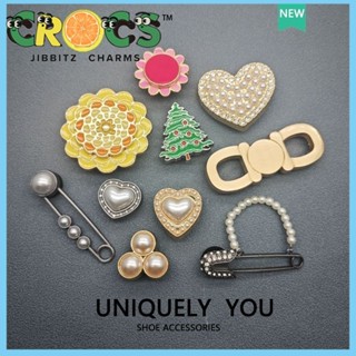 金屬 jibbitz 珍珠心聖誕樹高品質金屬鑽石鞋配件 crocs