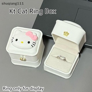 < Stw> 2024 新款三麗鷗 Hello Kitty 戒指收納盒告白戒指盒白色天鵝絨首飾盒女朋友禮物女孩最愛。
