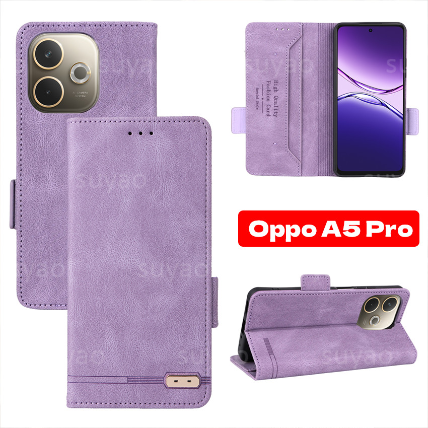 適用於 Oppo A5 Pro A5Pro 2025 手機殼支架翻蓋拉鍊 PU 皮套 OppoA5Pro 錢包磁扣防摔