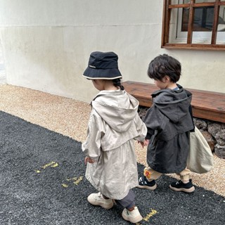 兒童外套中長款女童男童連帽風衣2025新款春秋裝韓版寬鬆寶寶上衣