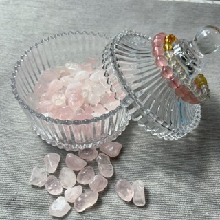 ♡串珠收納盒♡ 現貨 天然粉水晶桃花色消磁石水晶凈化充能玻璃碗首飾 收納盒 ins清倉