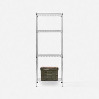 (組合) 特力屋加強防鏽鍍鉻四層架(液透)60x46x160公分+軍風綠木天板收納箱 小