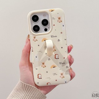 手機殼 波點小熊指環支架iPhone16promax手機殼蘋果15硬殼14麵包13小眾女