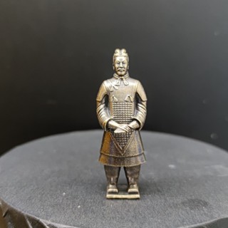 暢銷黃銅實心手工兵馬俑擺件 桌麵將軍俑手辦 做舊秦俑高階軍吏俑模型
