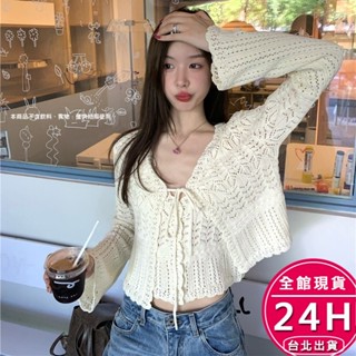 【梨卡】隔日到貨 女裝 罩衫 針織 背心吊帶 針織兩件套【套裝】 氣質鏤空上衣 綠針織 JR056【現貨24H】