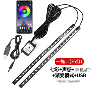 汽車氛圍燈車內LED七彩腳底燈USB車用氣氛燈音樂聲控節奏燈免改裝