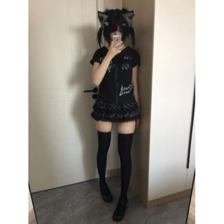 y3k女裝 y2k t恤 「Pp喵STUDIO」原創日系亞文化短袖上衣女辣妹緊身顯瘦連帽外套潮