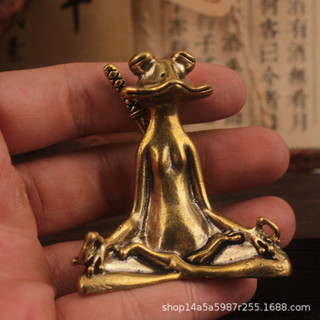 暢銷實心純黃銅辦公桌面小擺件古坐禪背劍青蛙香插銅茶寵飾品工藝禮品