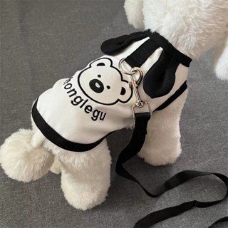 Pet clothing 可愛小熊印花布偶貓貓貓防掉毛狗狗泰迪比熊春秋背心無袖寵物衣服 新款 現貨 25.4.11