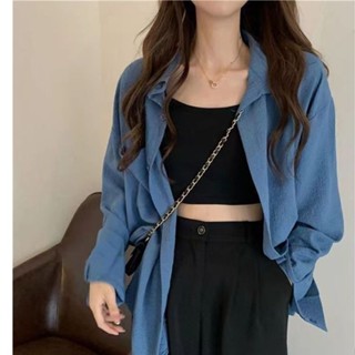 全場免運【毛毛優選】藍色防曬襯衫外套女夏薄款設計感小眾寬鬆上衣襯衣夏季2025年新款