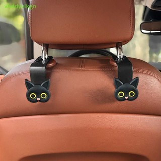VHDD 2 件可愛的 3D 卡通貓汽車座椅頭枕掛鉤 - 用於手提包的通用車輛儲存整理器,錢包外套可愛 TW