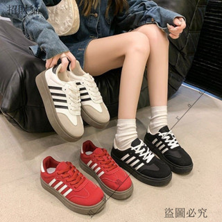 活動🎈美拉德風複古德訓鞋女2024新款單鞋厚底百搭平底闆鞋運動休閒女鞋