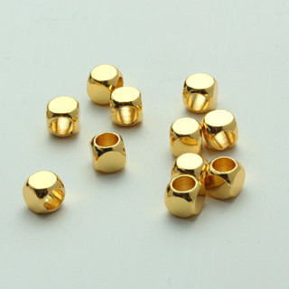 宏雲Hongyun-tl- (100pcs/份)- 14K包金正方形圓面隔珠 diy手工飾品 金色項鍊手鍊串珠材料切角珠