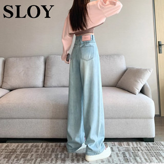 1572人收藏SLOY淺藍闊腿牛仔褲女2024高腰小個子顯瘦寬鬆垂墜感加長直筒褲25.3.31