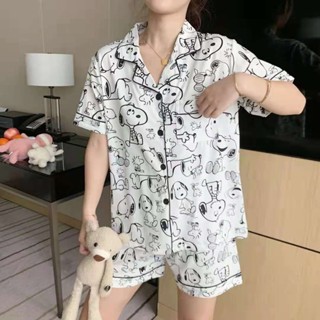 《現貨下單》【46%回購率】短袖睡衣少女夏天甜美可愛史努比ins風學生宿舍可外穿家居服套裝