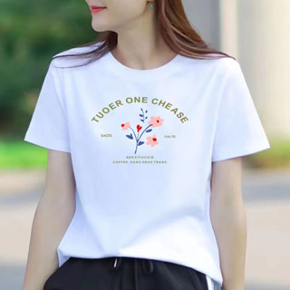 愛依依 短袖T恤 休閒上衣 印花上衣 M-2XL夏季寬鬆大碼女裝百搭半袖上衣-3551.