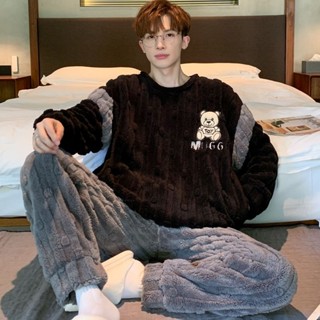 法蘭絨睡衣男保暖睡衣速暖睡衣珊瑚絨睡衣[D1028]睡衣男士秋冬季珊瑚絨加厚加絨保暖法蘭絨冬天中青少年大碼家居服