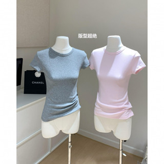 [Hey girl]春夏季新款韓係修身顯瘦圓領上衣正肩運動短袖T恤百搭T