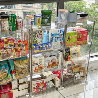 💕臺灣熱賣透明小推車移動置物架多層亞剋力宿捨零食床頭化妝品夾縫收納架 書架小推車 可移動收納架 多層收納架 透明亞剋力