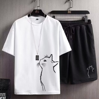 Bboymmyobb休閒西裝男夏季新款運動短袖t恤短褲搭配帥氣裝