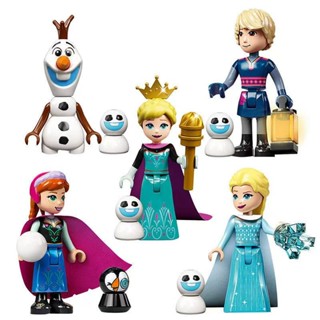 卡通積木人偶 冰雪奇緣公仔 艾莎 安娜 雪寶 艾莎女王 王子 拼裝積木 組裝模型 手辦收藏 益智玩具