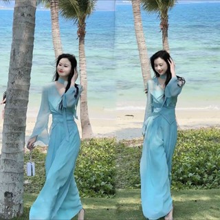 🌸春天🌸 免運 夏季時尚 套裝 女 美拉德 新款爆 款氣 質紗 網拚接 防曬 上衣寬褲 兩件套