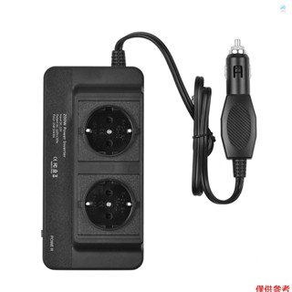 Crtw 200W 車載電源逆變器 DC 12V 到 AC 220V 轉換器,帶 2 個 AC 插座 4 個 USB 端