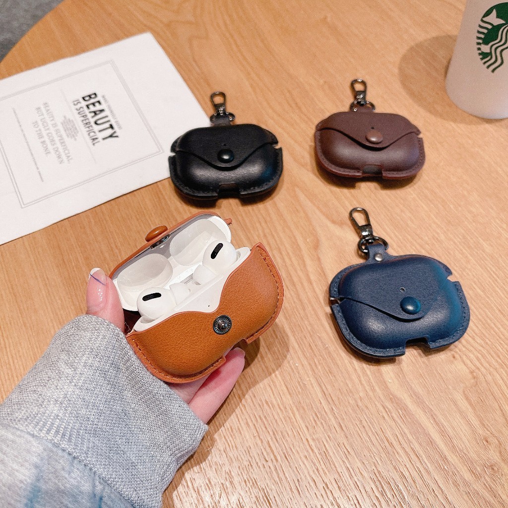 手工皮革 全包防摔 耳機殼 適用蘋果 airpods Pro 3 耳機保護套 airpods 4保護殼 Pro2 耳機套