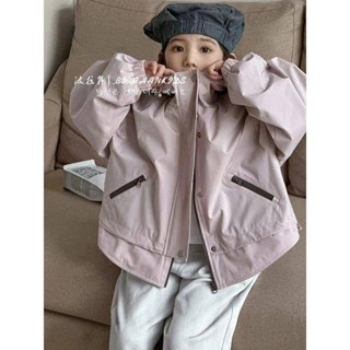Smile Kids 女童外套 臺灣出貨 波拉韓童裝女童連帽外套秋季2024兒童夾克拉鍊衫中大童防風衣上衣