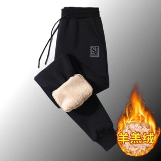 【臺灣發貨】男士加絨加厚運動長褲寬松韓版潮流褲子印花休閑秋冬季棉褲 SJ棉褲 羊羔絨棉褲 保暖棉褲