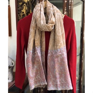100% Pure Pashmina Cashmere 喀什米爾手工圍巾 披肩-繁花暖心系列滿緹花款KPD#咖啡C